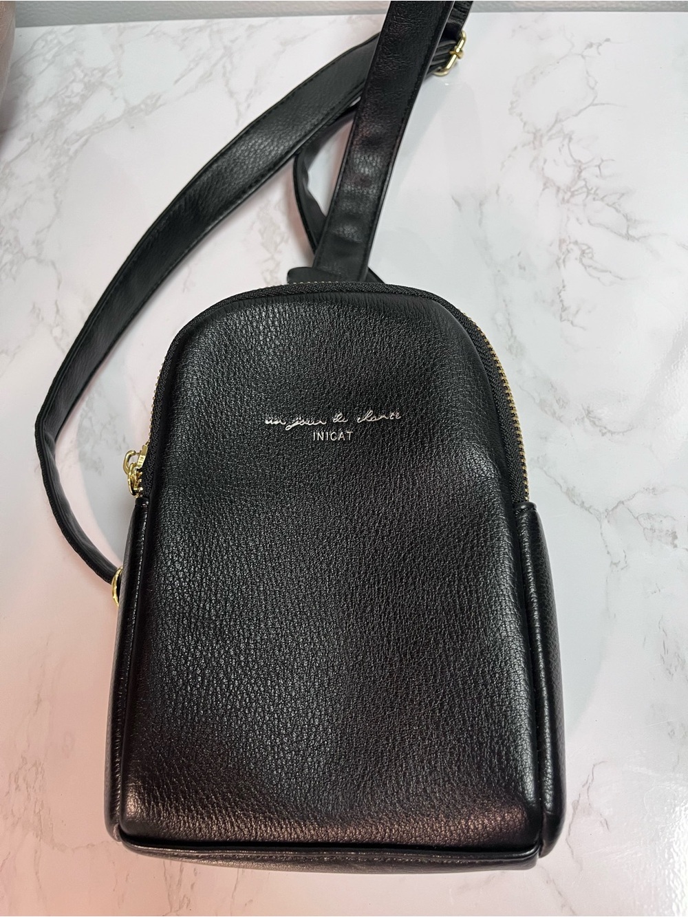 Inicat Small Black Sling Bag Crossbody Vegan Leather Bag NWOT
